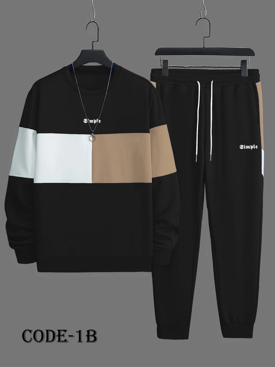 Men's Long Sleeve Sweatshirt And Sweatpants Joggers Set For Winter - 1B